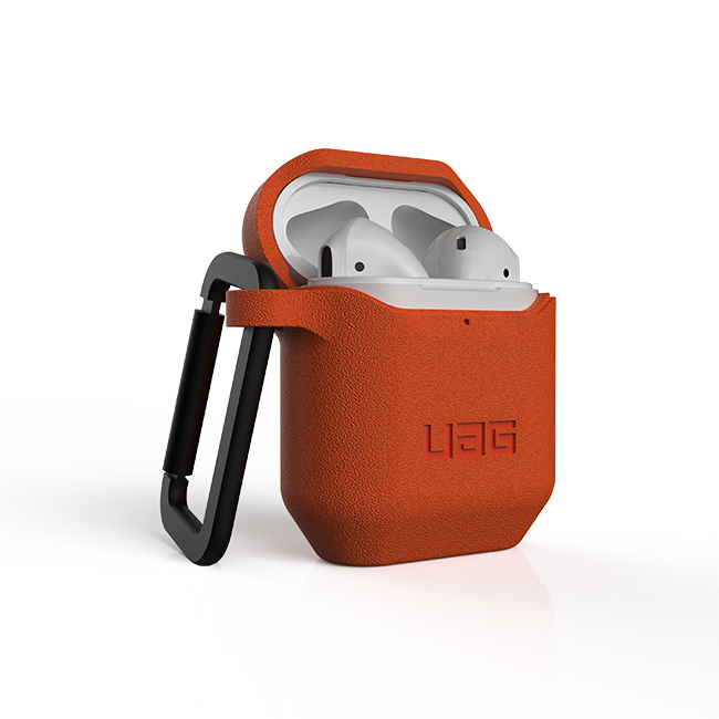 UAG Compatible with Airpods (1st & 2nd Gen) Case Full-Body Protective  Soft-Touch Silicone Case with Detachable Carabiner, Standard Issue  Silicone_001, Mallard 