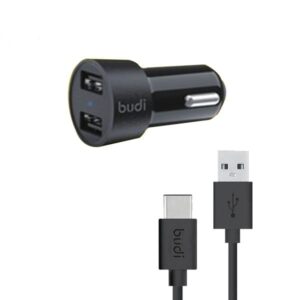 Budi 24W Dual Port USB 2-in-1 Car Charger with Type-C Cable M8J622T