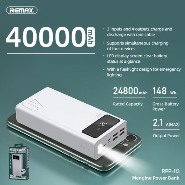 Remax RPP-113 40000mAh LED Power Bank Mengine Series