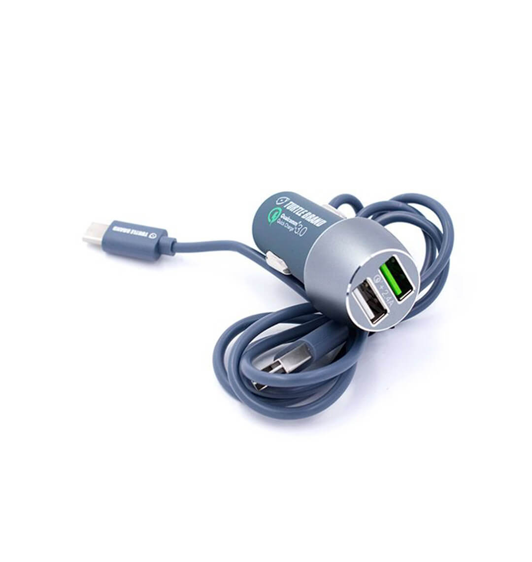 Turtle Brand 30W Dual USB QC Car Charger+1m Type-C Cable (TB0064)