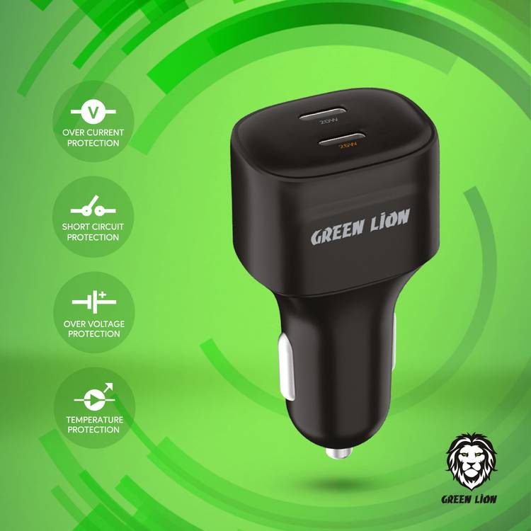 Green Lion 45W Multiport USBC Compact Fast Car Charger GNCC2PD45WBK
