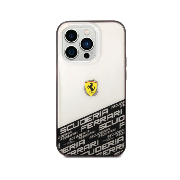 Ferrari PC/TPU IML Case with Bottom Scuderia Allover Print iPhone 14 Pro Compatibility - Silver