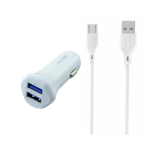 Aspor A903 2 USB To Micro Cable Combo Car Charger