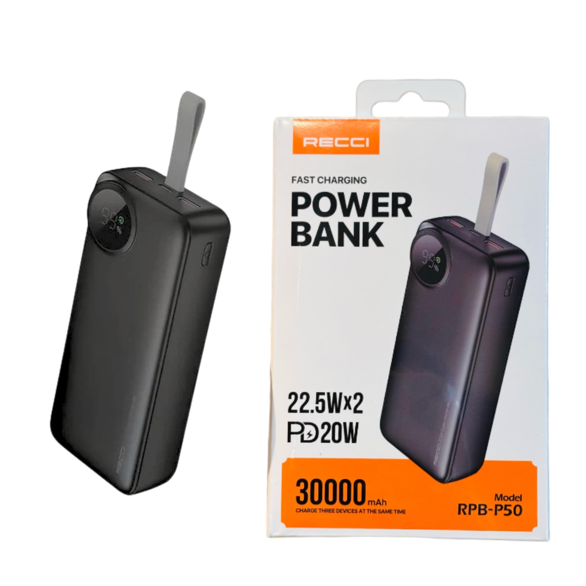 Recci RPB-P50 22.5W 30000mAh Powerbank Black