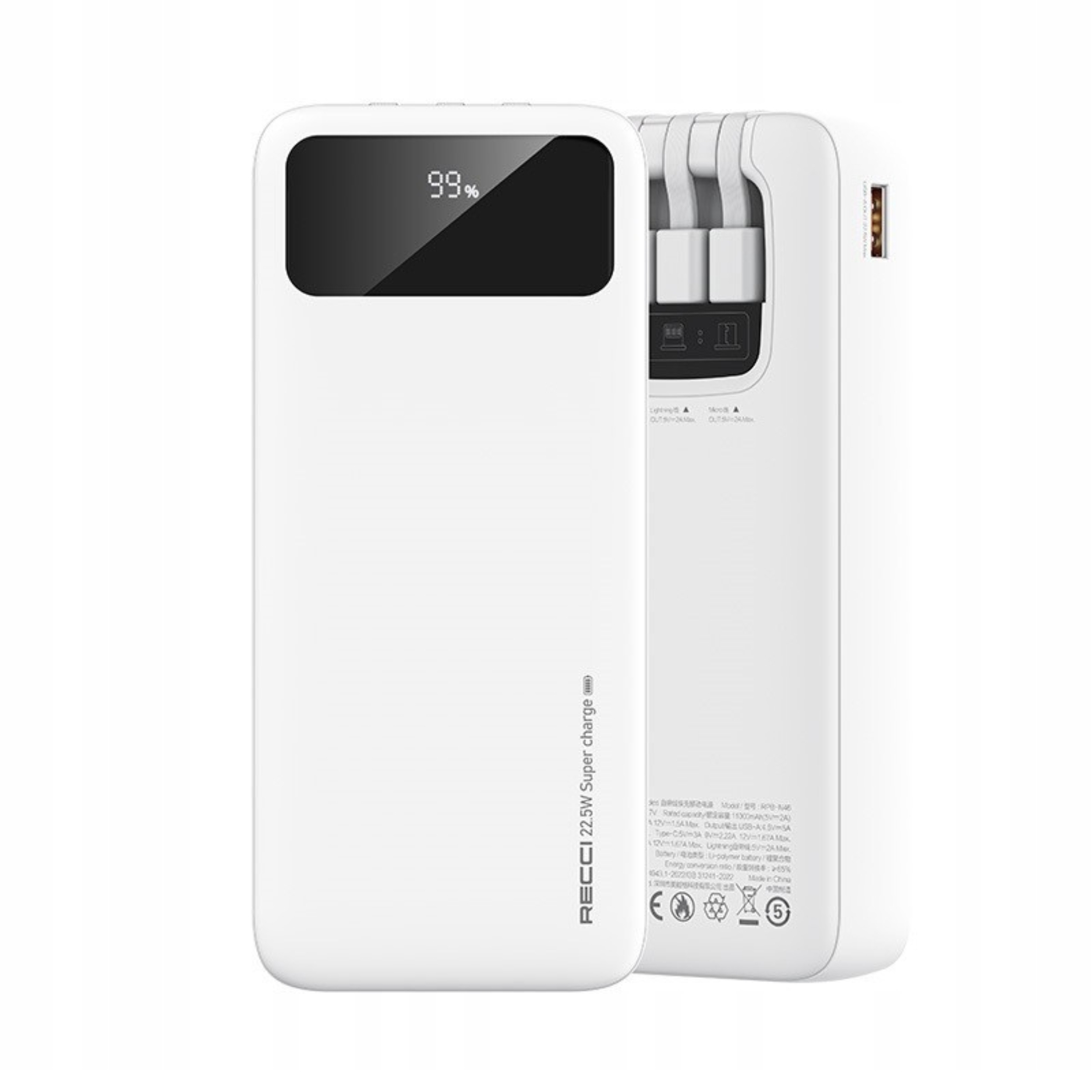 Recci RPB-N45 Nature 22.5w 10000mAh Power Bank White