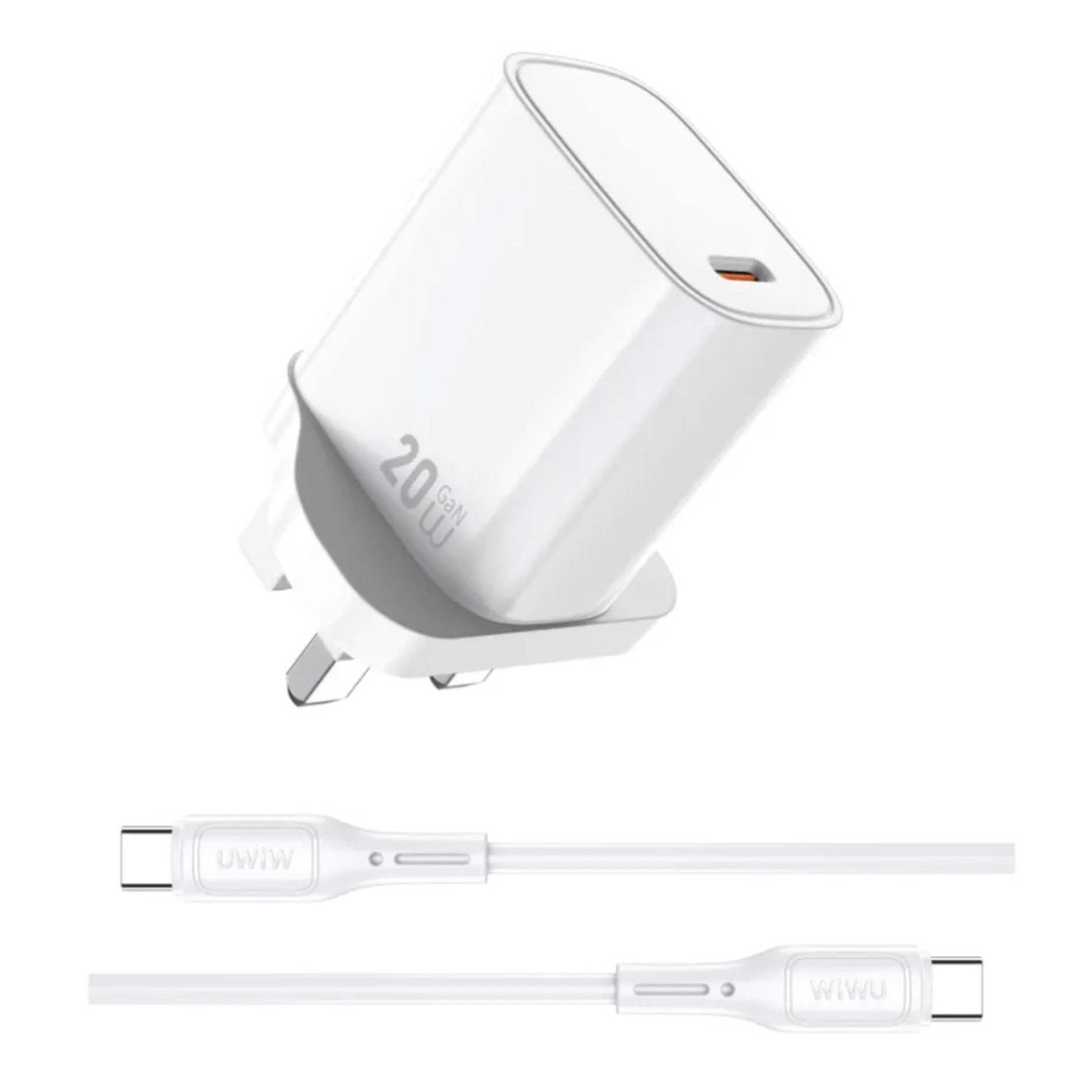 Wiwu WI-G007 Essen Charger 20w With Type-C To Type-C Cable - White