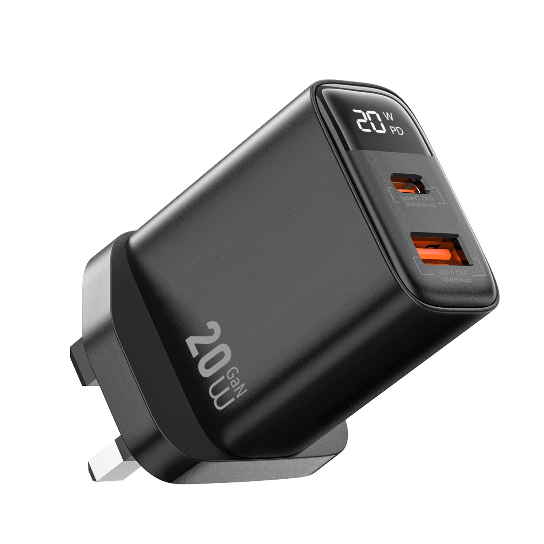 Wiwu WI-G009 Firefly 20w Gan Fast Charger Black 3pin