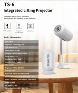 ATB TS-6 portable mini projector front view