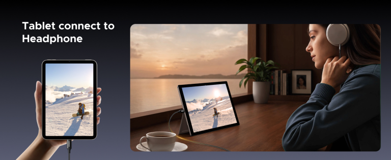 Portable USB C to headphone jack converter