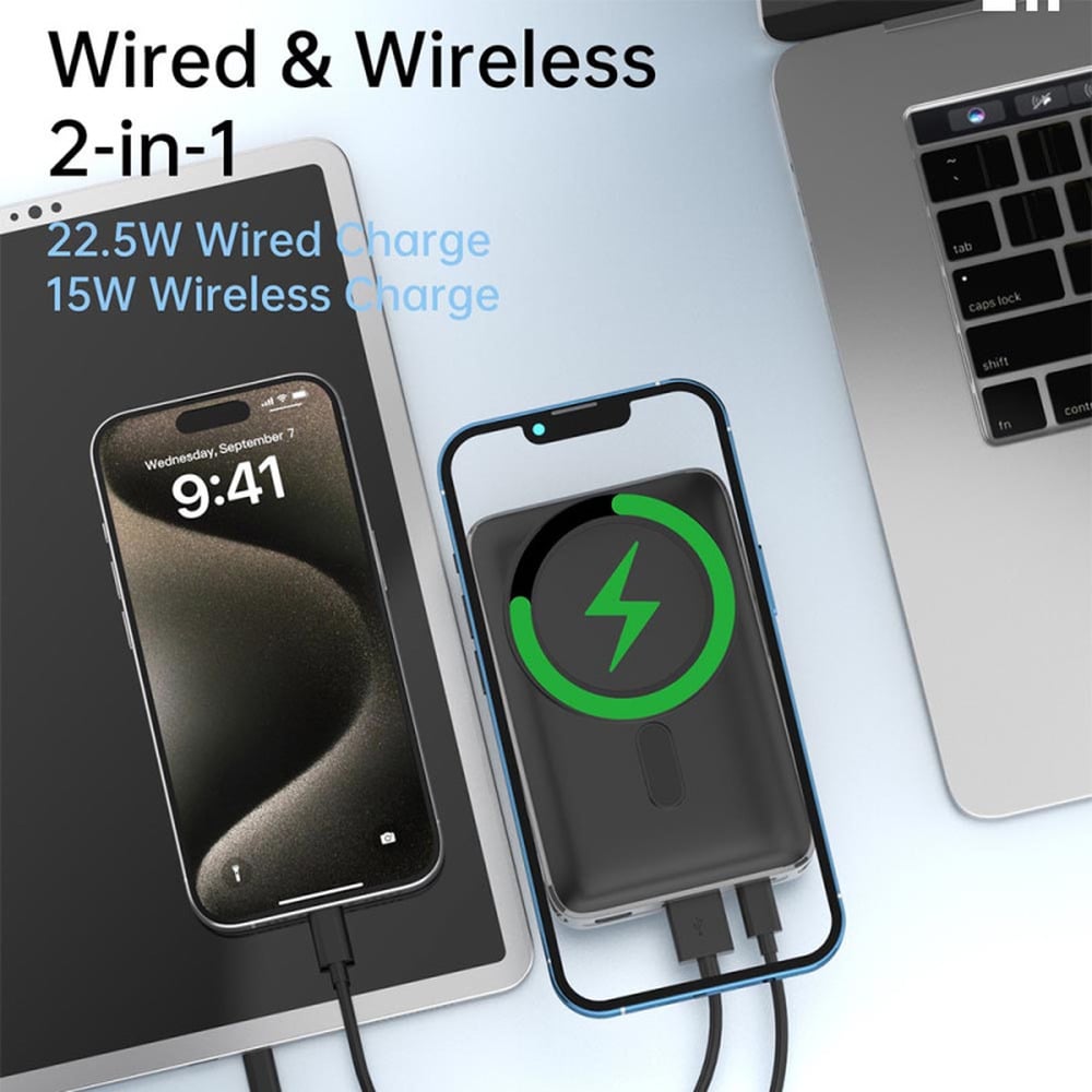 Aspor 20000mAh magnetic power bank front view