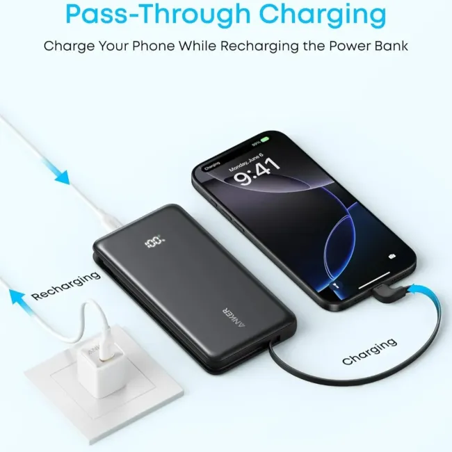 Anker Zolo 20000mAh power bank with built-in cable