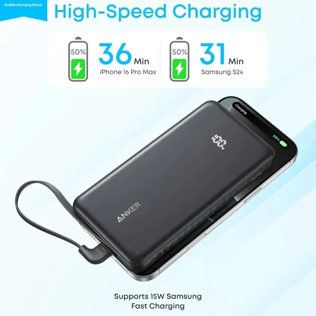 Anker Zolo power bank USB-C and USB-A ports