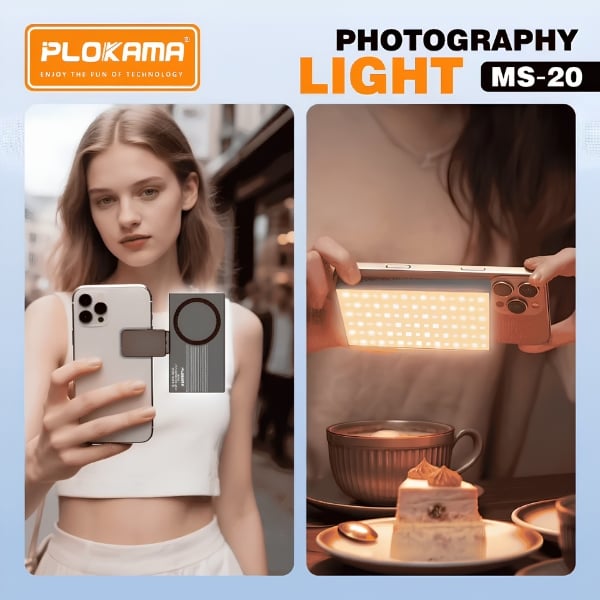 Portable PLOKAMA MS-20 LED video light for studio setup