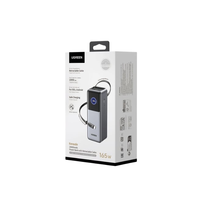 UGREEN 55987B 165W Power Bank with Retractable USB-C Cable