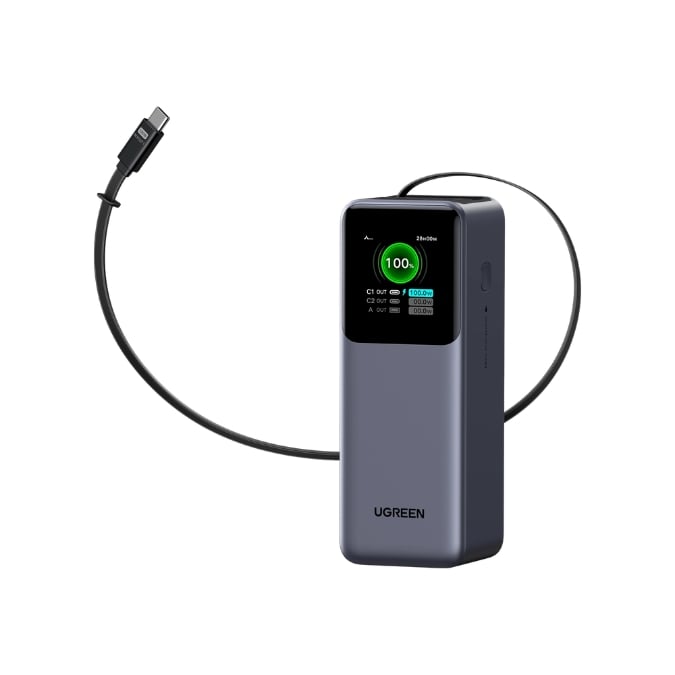 UGREEN 55987B 165W Power Bank with Retractable USB-C Cable