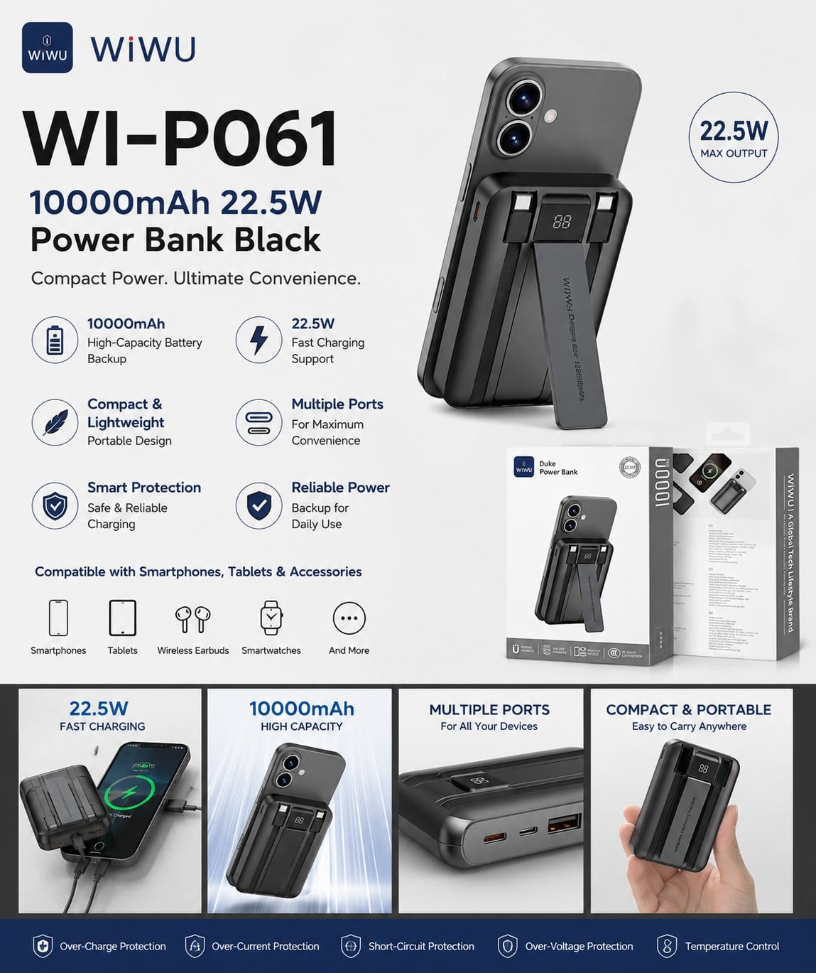 WIWU WI-P061 10000mAh power bank black