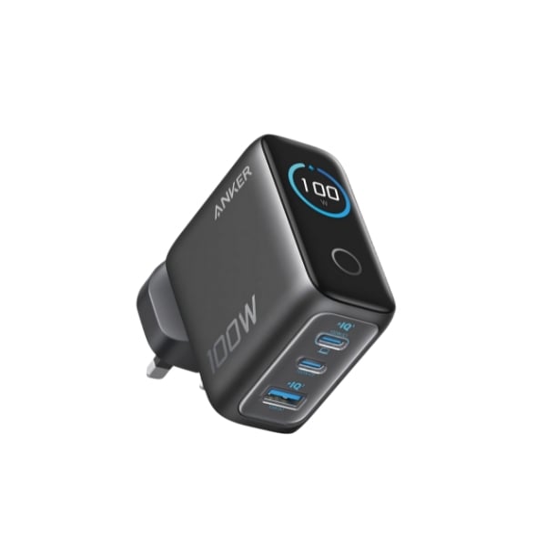 Anker 100W GaN 3-Port Fast Charger with Smart Display (B121BKZ1)
