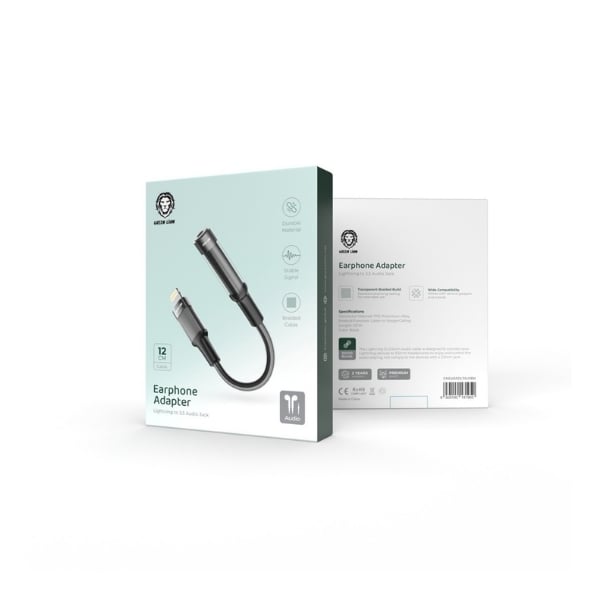 Green Lion Lightning to 3.5mm Audio Jack Earphone Adapter 12cm