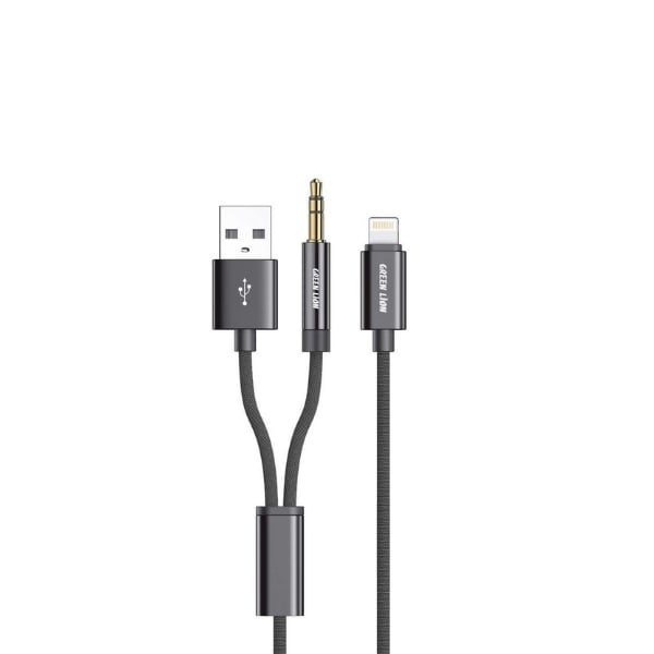 Green Lion 2-in-1 AUX Braided Cable 1.2M