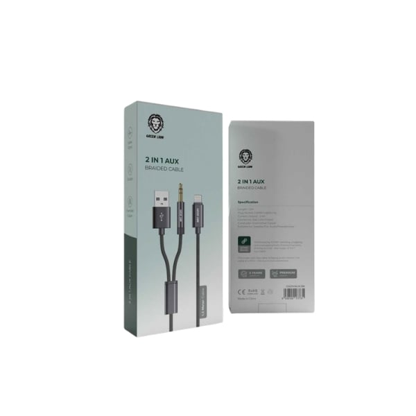 Green Lion 2-in-1 AUX Braided Cable 1.2M