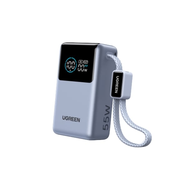UGREEN 75701B Nexode Pro 55W 10000mAh Fast Charging Power Bank with Built-In USB-C Cable & Digital Display