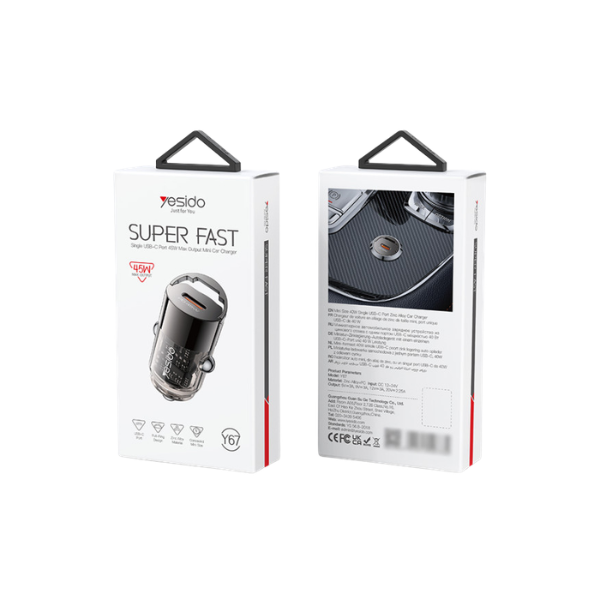 YESIDO Y67 45W Fast Charging Mini Hidden Car Charger